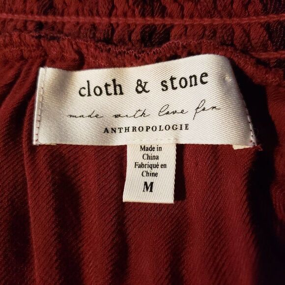 Anthropologie Cloth & Stone Red Plaid Soft Pullover Top Blouse womens M medium - Picture 7 of 9